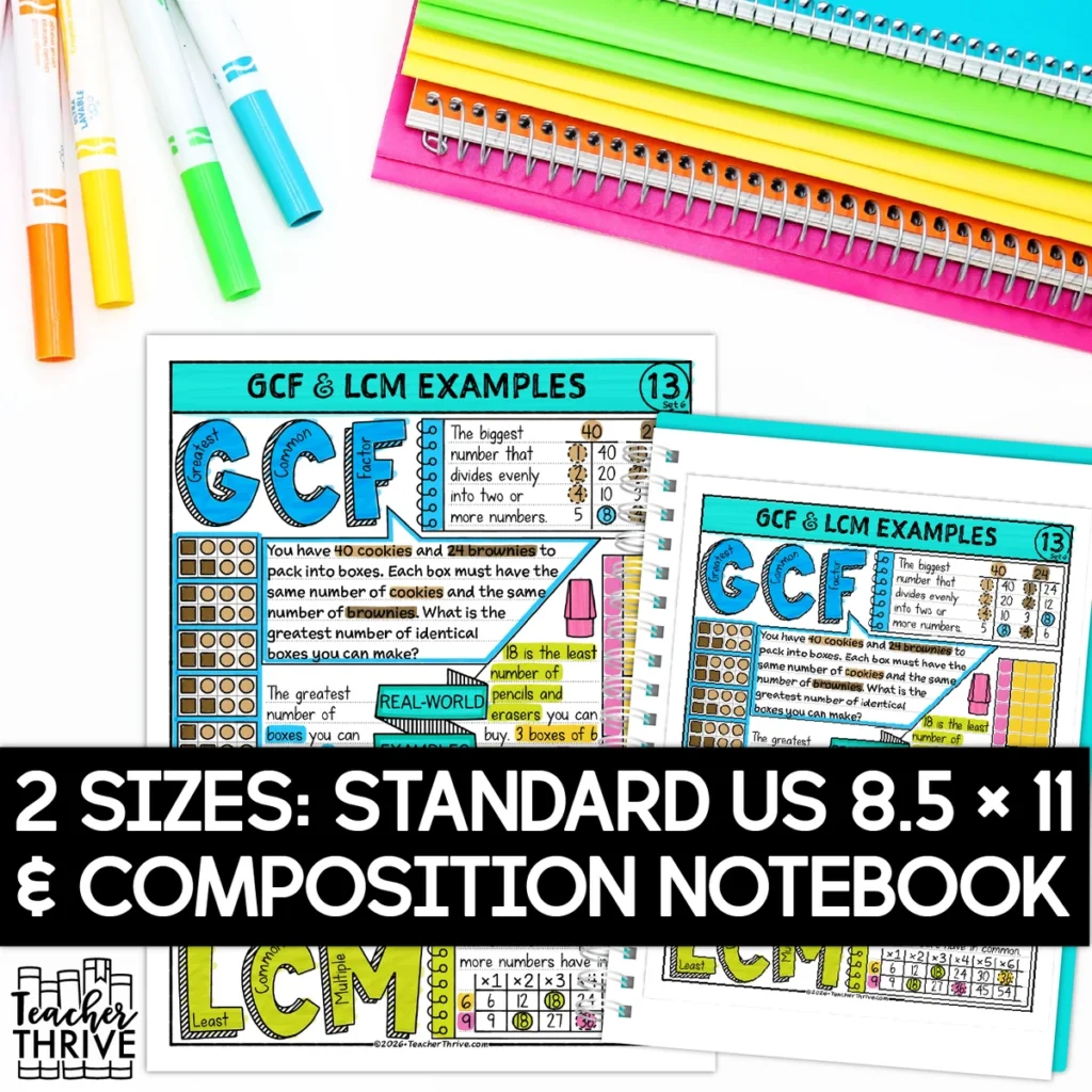6th Grade Concrete Models/Examples of GCF and LCM Sketch Notes Doodle Page — Image 2