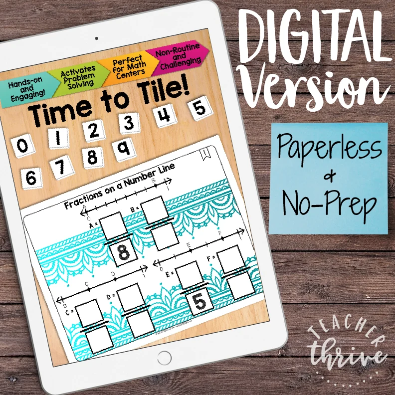 Fractions on a Number Line Math Center Math Tiles — Image 2