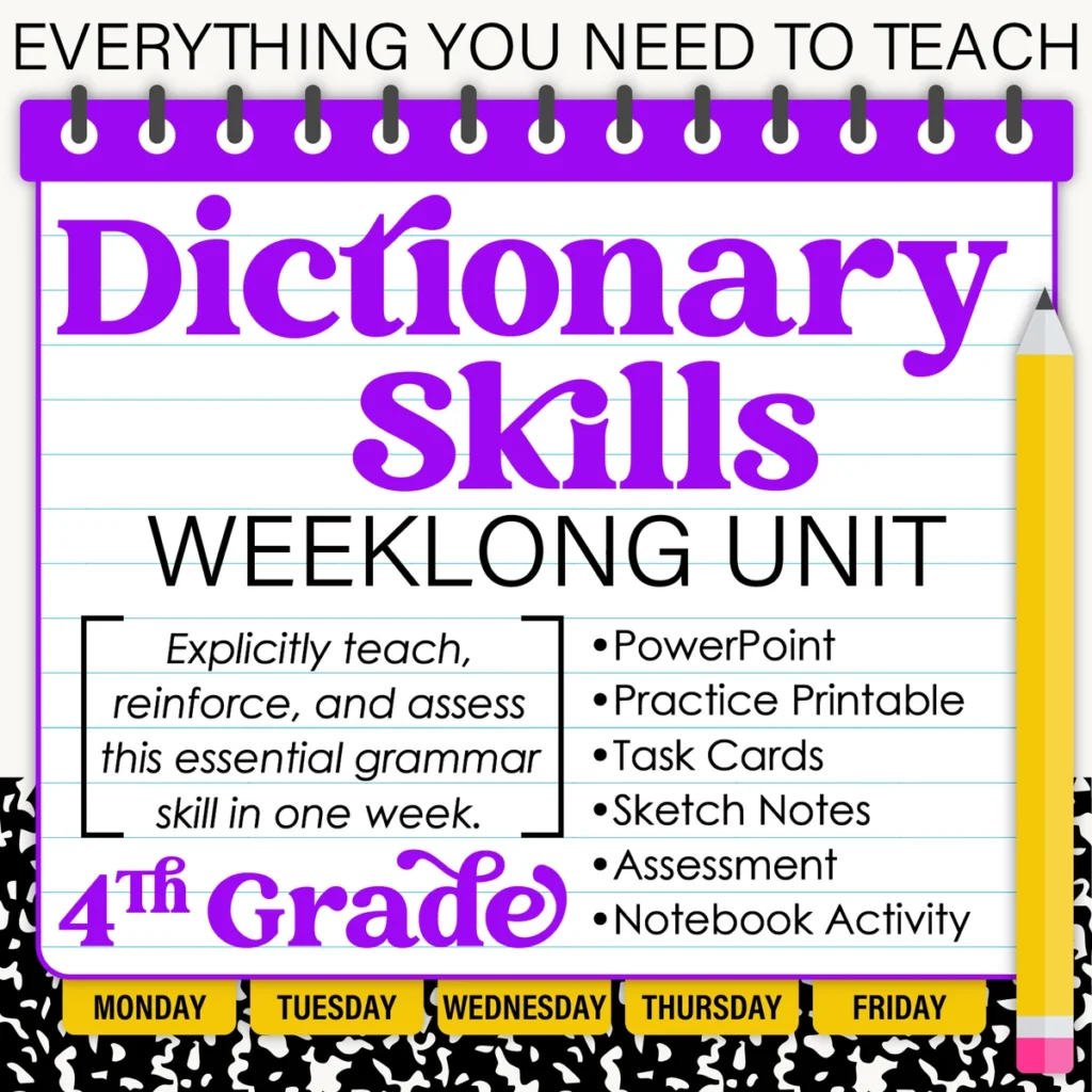 4th Grade Grammar Unit: Dictionary Skills