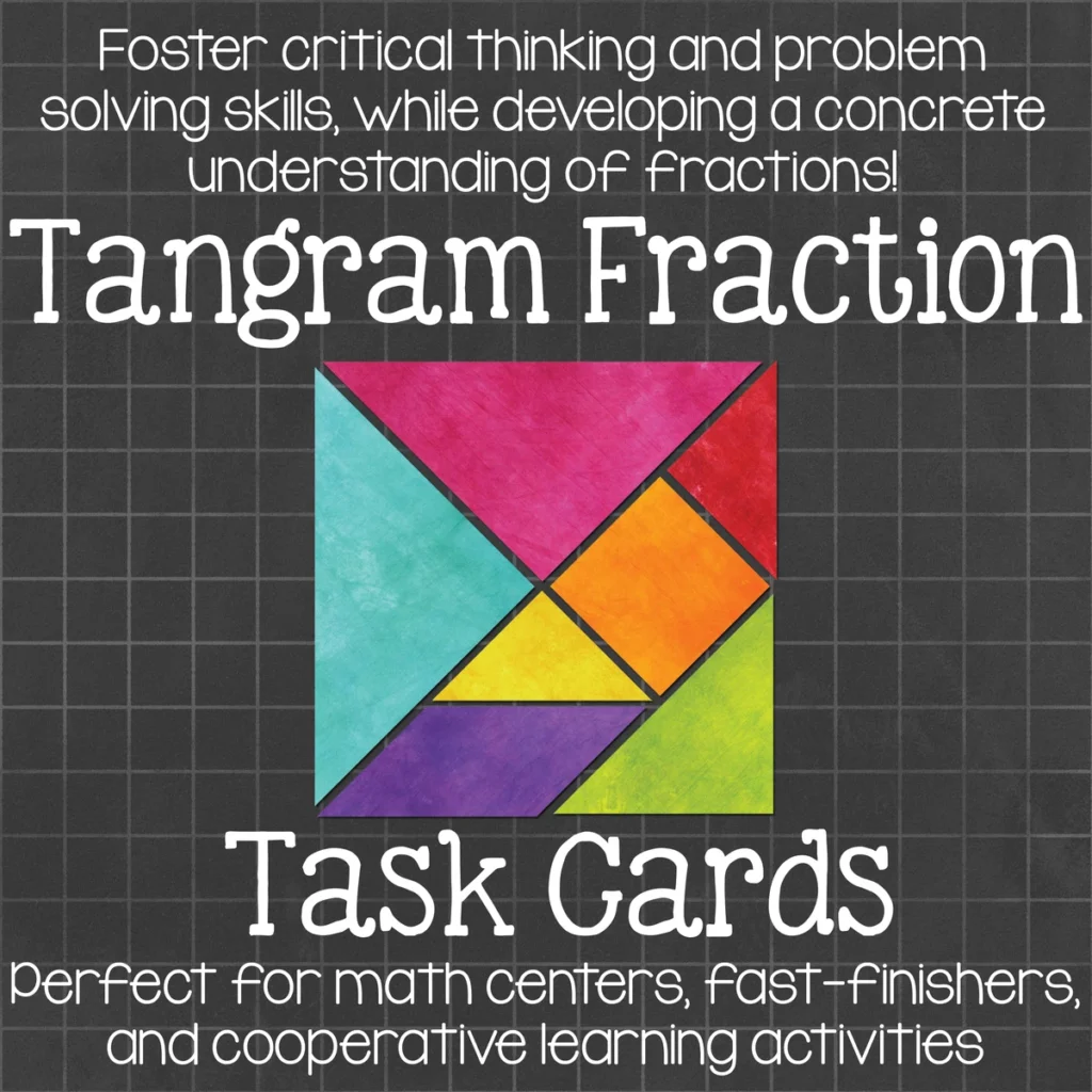 Tangram Fraction Task Cards  Math Centers