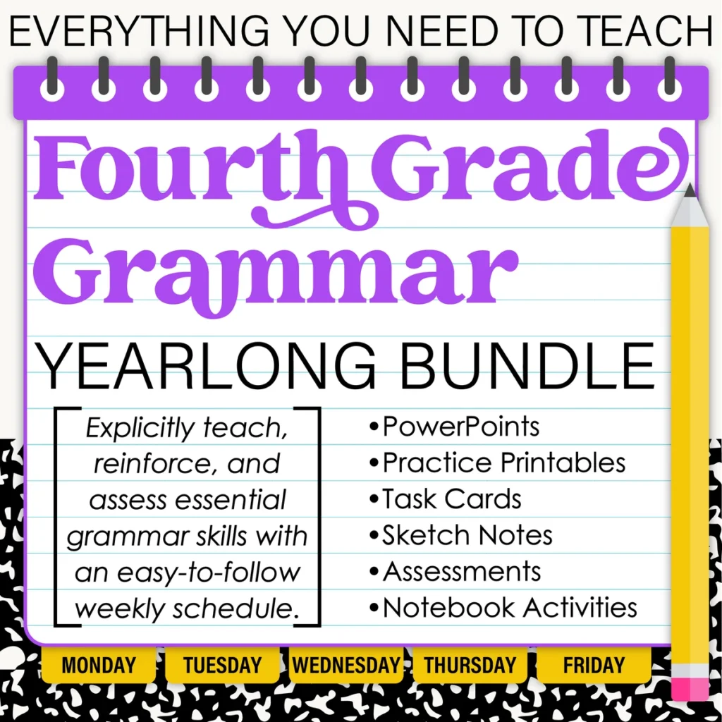 4th Grade Grammar Bundle | Grammar Worksheets, Lessons, Practice & Assessments
