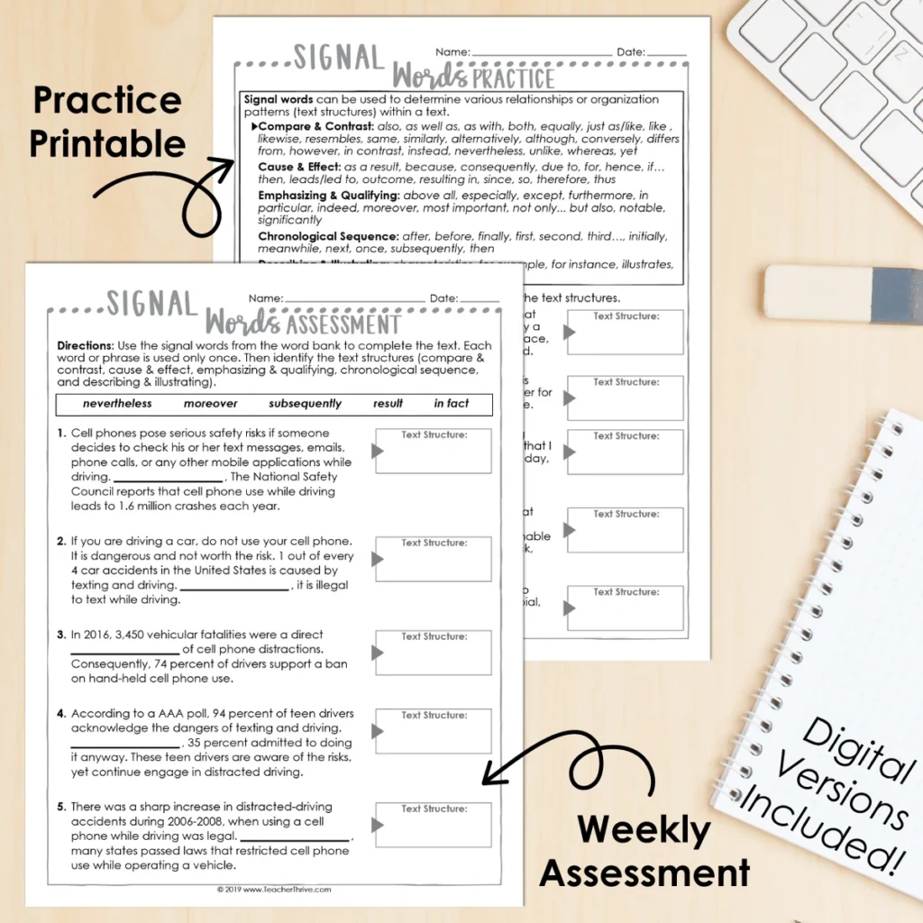 5th Grade Grammar Unit: Signal Words — Image 2