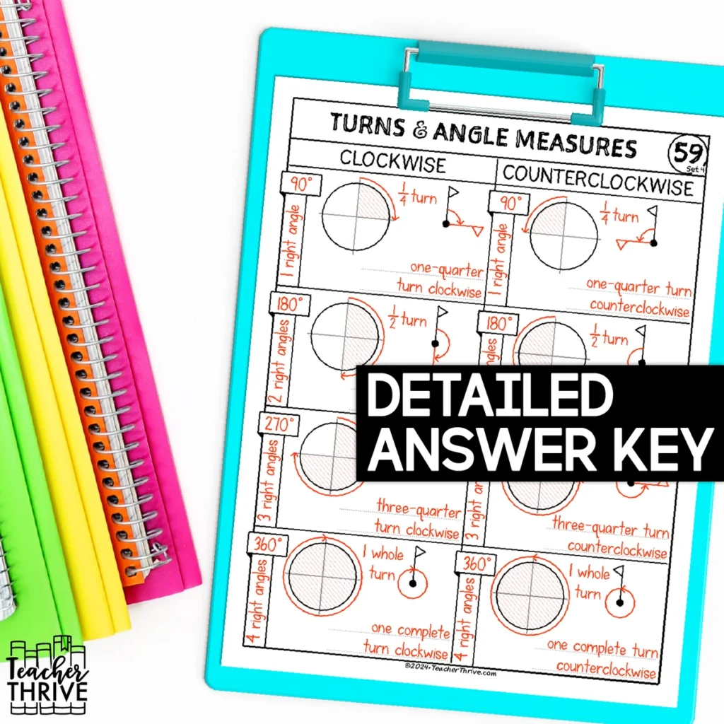 4th Grade Math Turns and Angle Measures Around a Circle Doodle Page Sketch Notes — Image 4