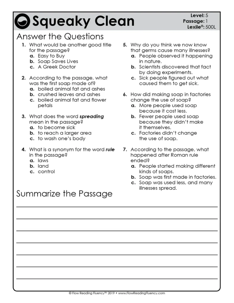 Reading Fluency and Reading Comprehension Level 5 (500L-600L) — Image 3