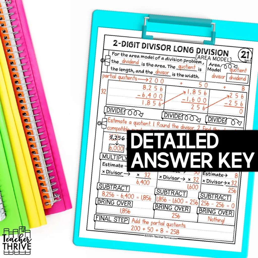 5th Grade Math Long Division Area Model [2-Digit Divisor]  Doodle Sketch Notes — Image 4