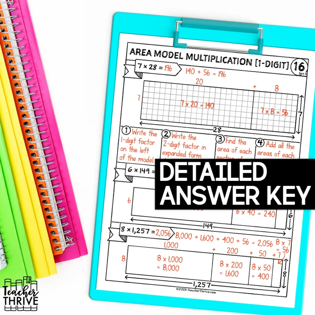 4th Grade Math Area Model Multiplication [1-Digit] Doodle Page Sketch Notes — Image 4