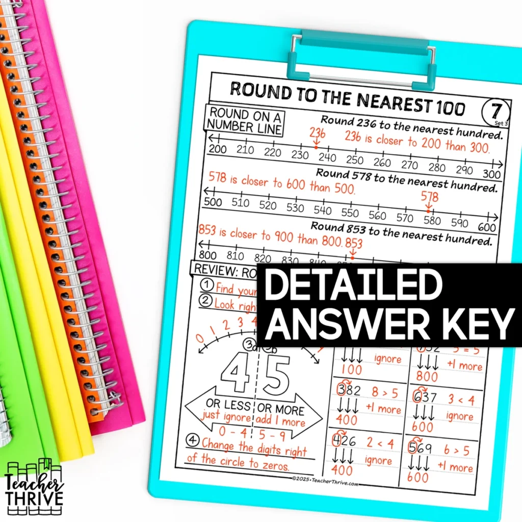 3rd Grade Math Rounding Numbers to the Nearest Hundred Doodle Sketch Notes — Image 4