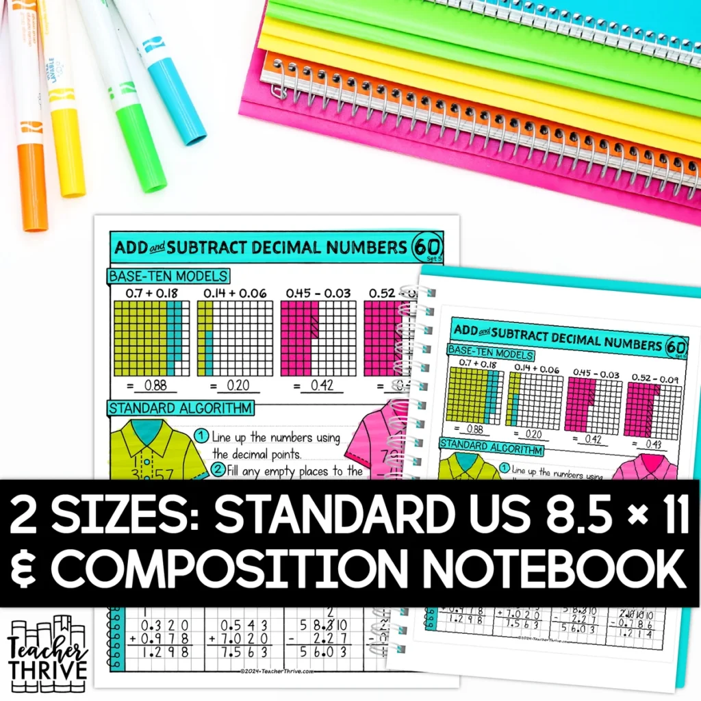 5th Grade Math Add and Subtract Decimal Numbers Doodle Page Sketch Notes — Image 2
