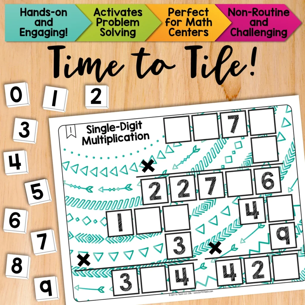 Single-Digit Multiplication Math Centers Math Tiles