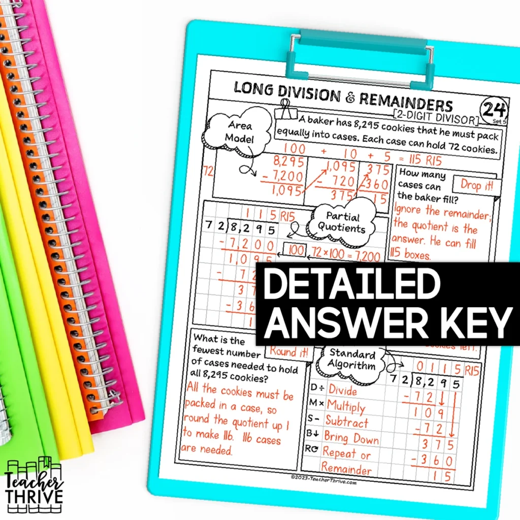 5th Grade Math Long Division and Remainders [2-Digit Divisor] Doodle Sketch Note — Image 4