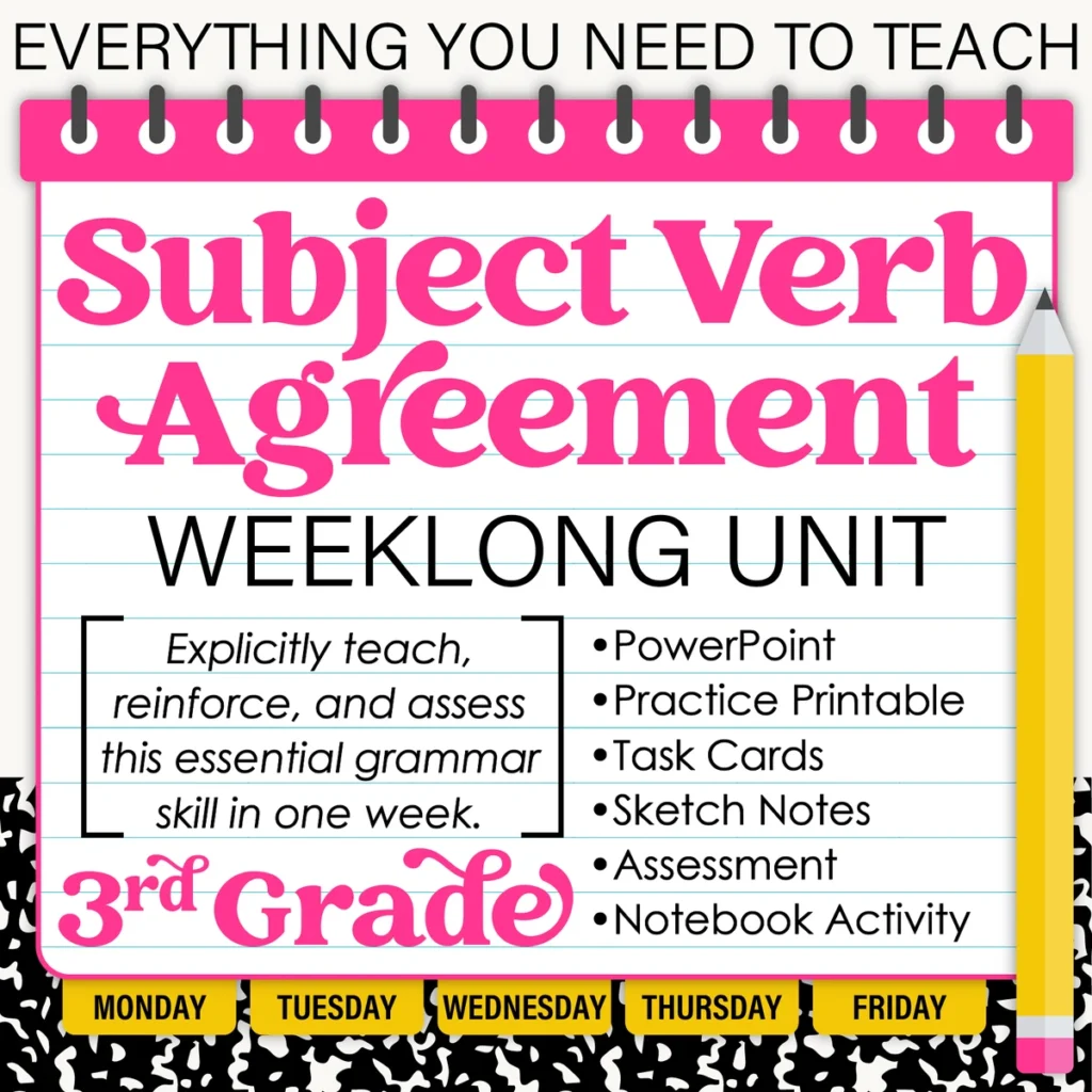 3rd Grade Grammar Unit: Subject-Verb Agreement