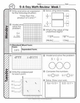 5th Grade Daily MATH and GRAMMAR Spiral Review Bundle Test Prep — Image 3