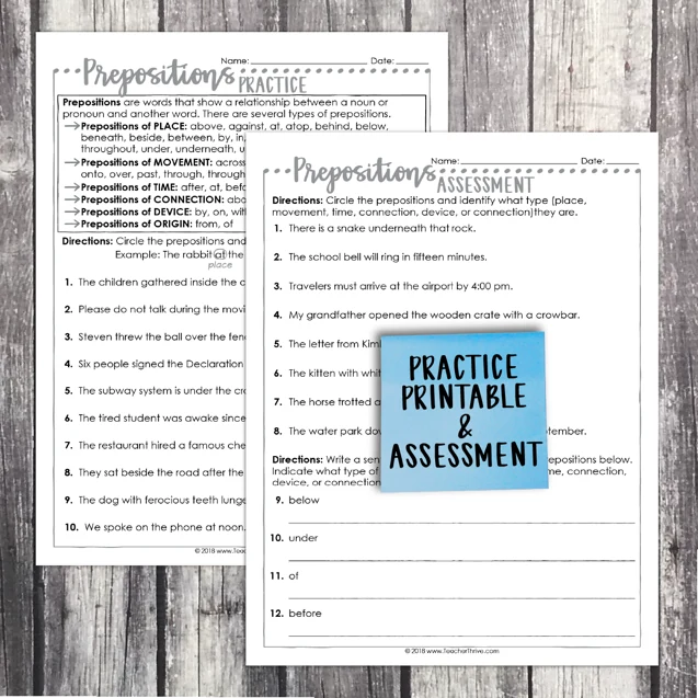 5th Grade Grammar Unit: Prepositions — Image 2