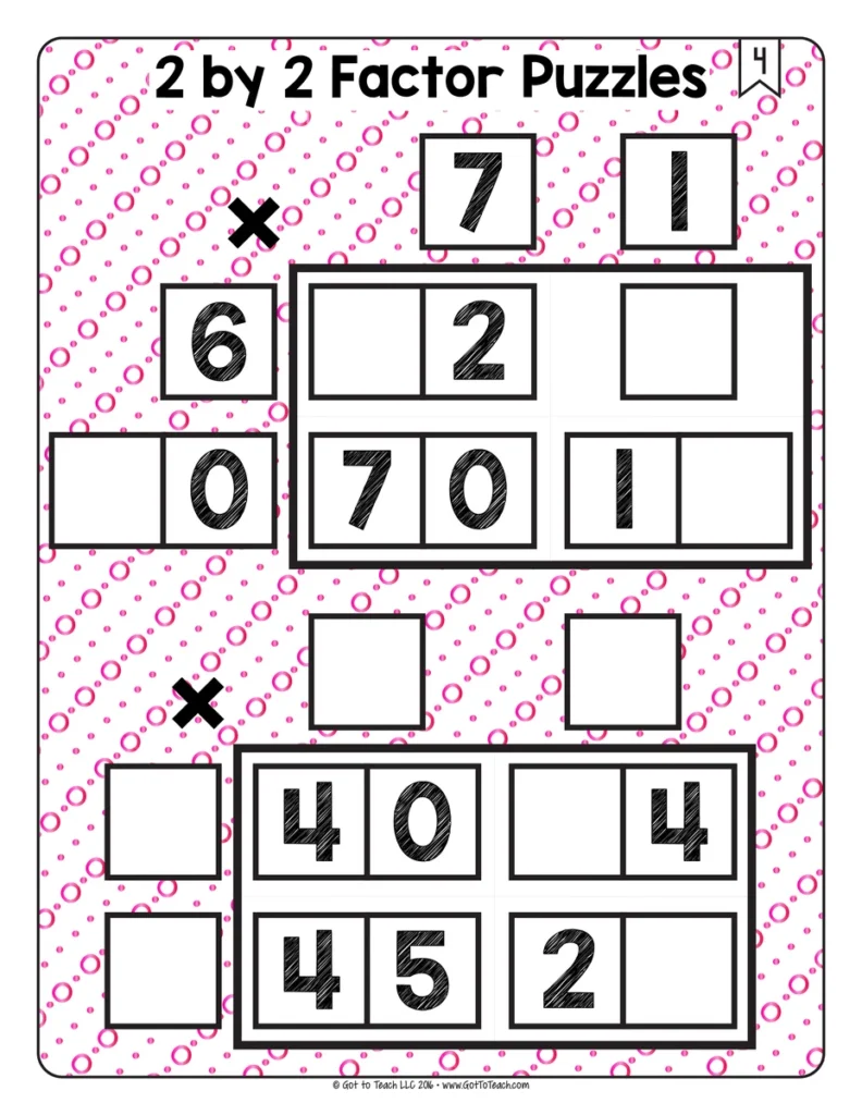 2 by 2 Factor Puzzles Math Centers Math Tiles — Image 3