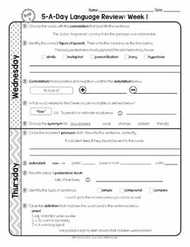 6th Grade Daily GRAMMAR Language Spiral Review Morning Work [Editable] Test Prep — Image 4