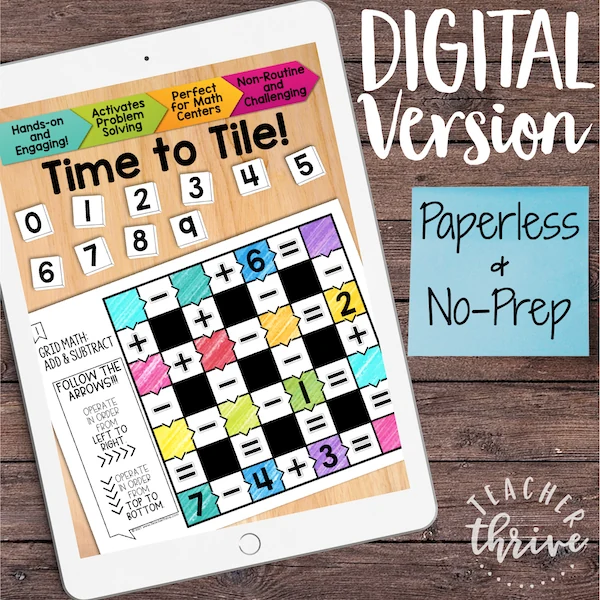 Math Grids (Add and Subtract) Math Centers Math Tiles — Image 2