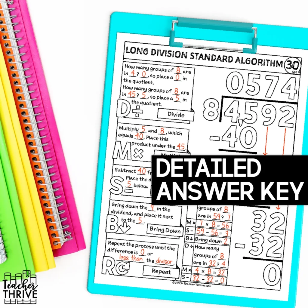 4th Grade Math Long Division Standard Algorithm Doodle Page Sketch Notes — Image 4