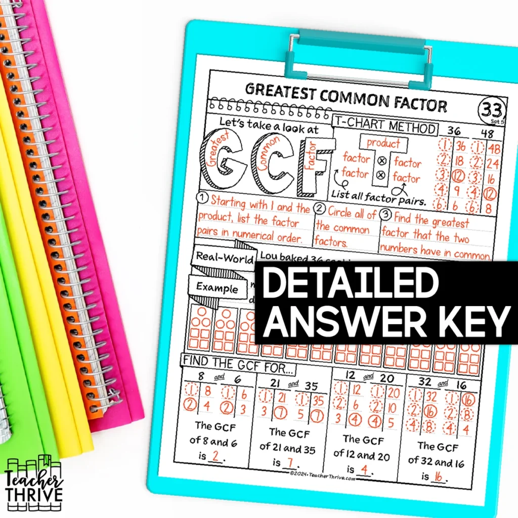 5th Grade Math Greatest Common Factor Doodle Page Sketch Notes — Image 4