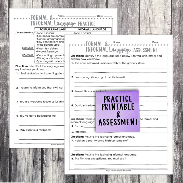 4th Grade Grammar Unit: Formal and Informal Language — Image 2