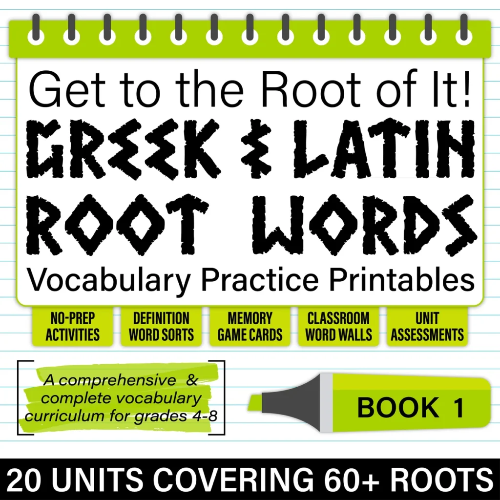 Greek and Latin Roots Morphology Vocabulary Worksheets Assessments