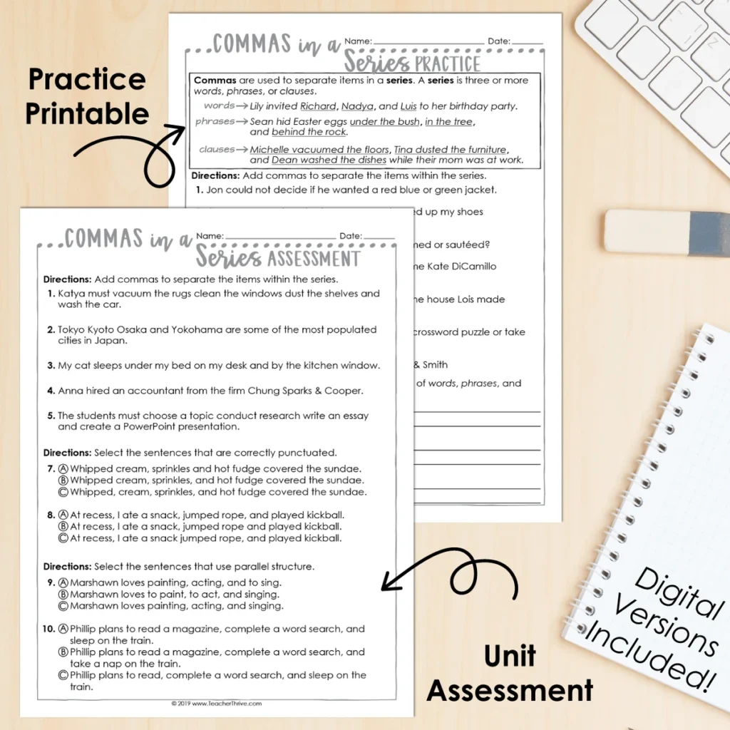 5th Grade Grammar Unit: Commas in a Series — Image 2