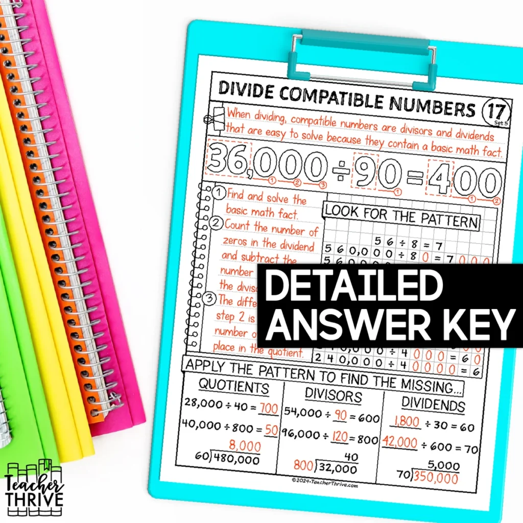 5th Grade Math Divide Compatible Numbers Doodle Page Sketch Notes — Image 4