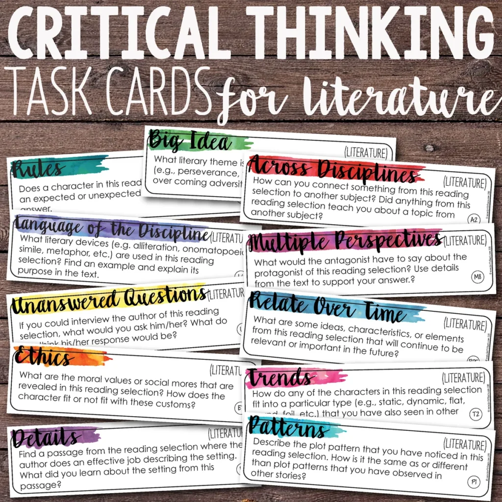Depth and Complexity  Critical Thinking Task Cards for Literature — Image 2