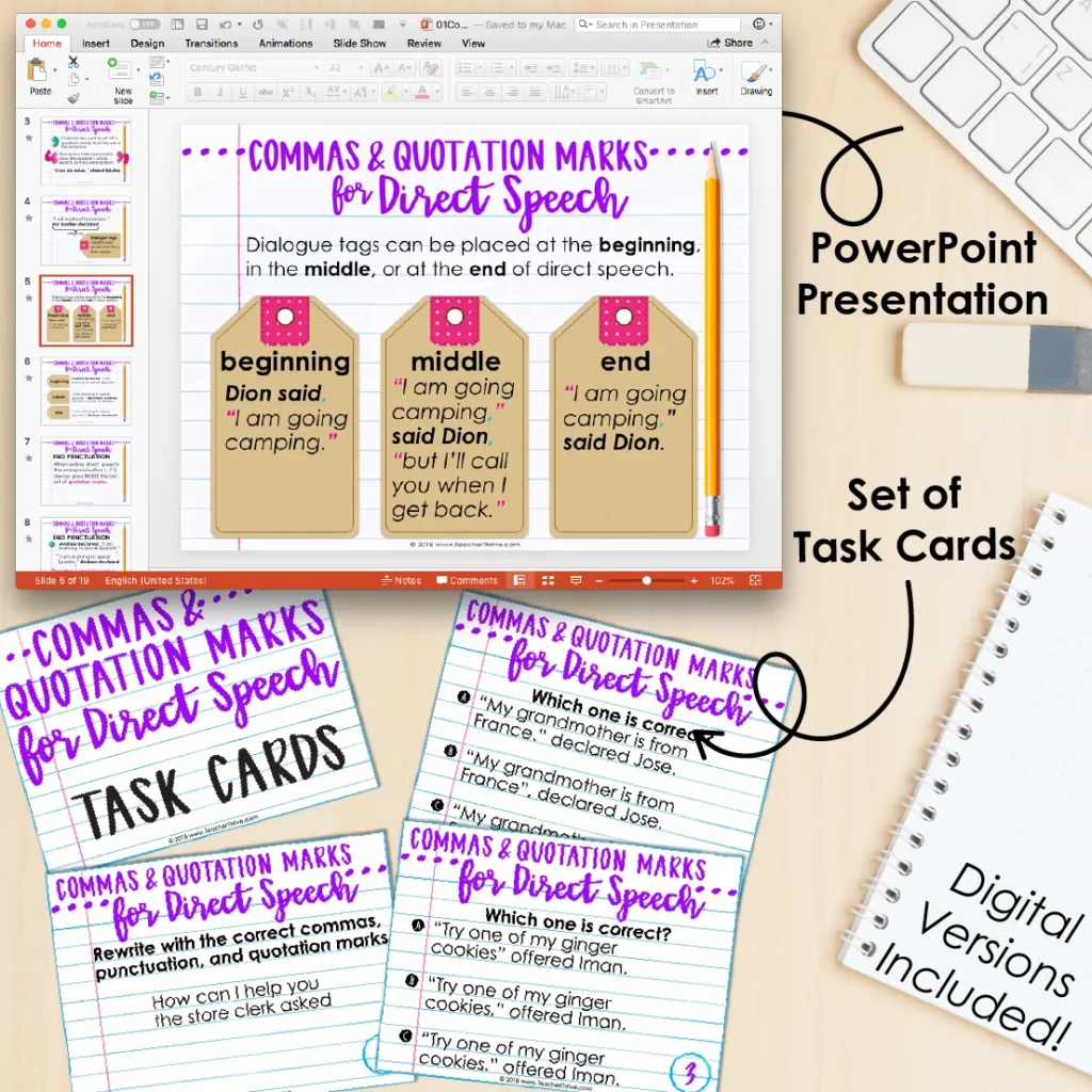 4th Grade Grammar Unit: Commas & Quotations for Direct Speech — Image 3
