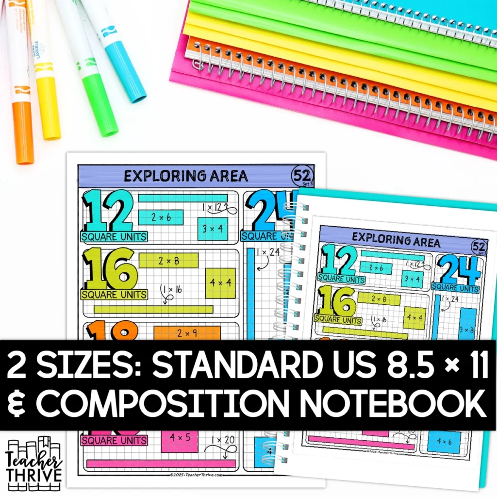 3rd Grade Math Exploring Area of Rectangles Doodle Page Sketch Notes — Image 2