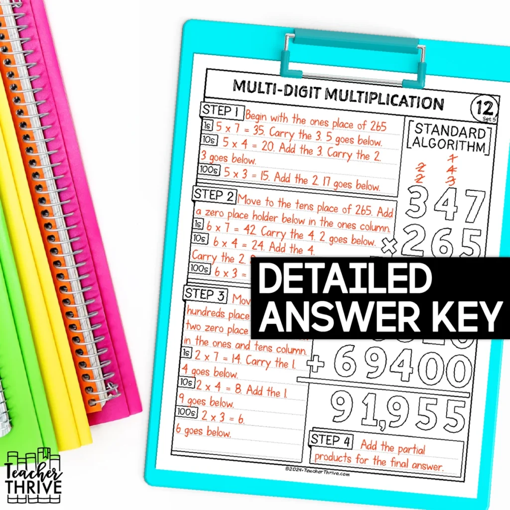 5th Grade Place Multi-Digit Multiplication Standard Algorithm Sketch Notes — Image 4