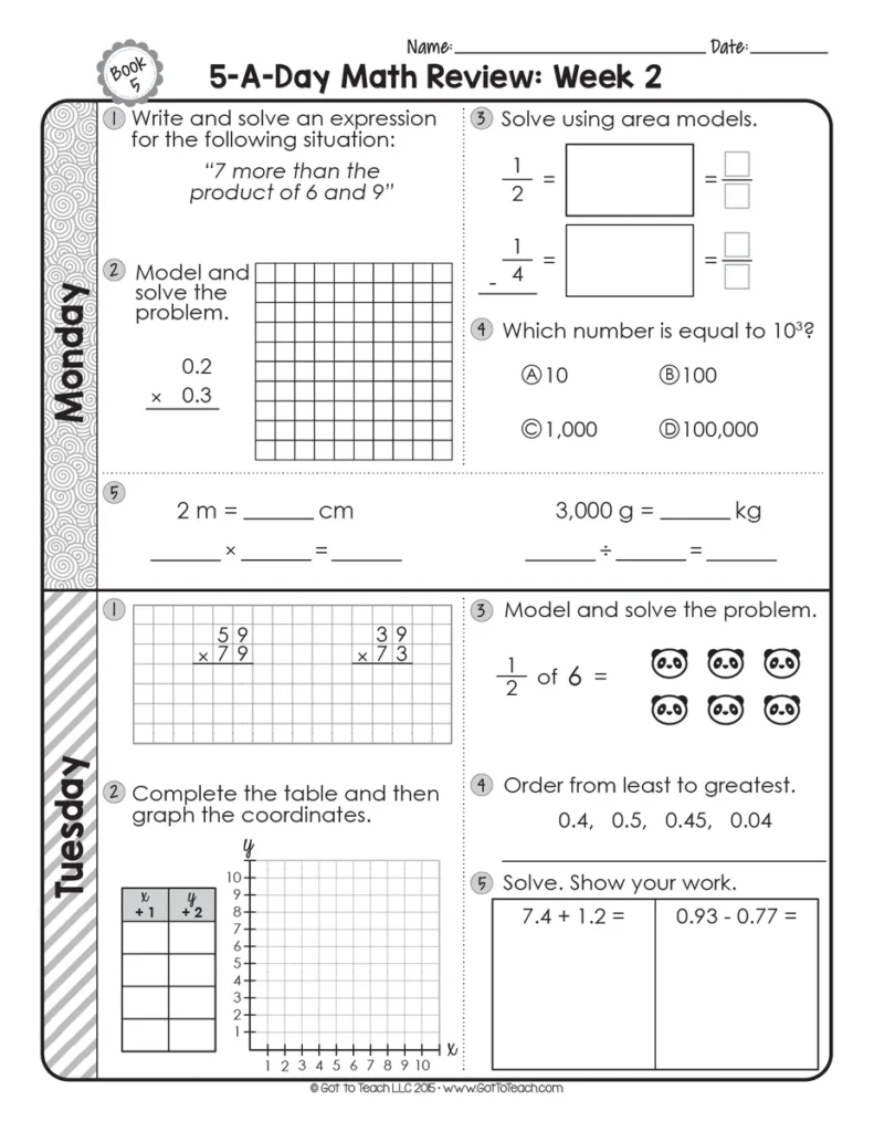 5th Grade Daily MATH Spiral Review Morning Work [Editable] Test Prep — Image 4