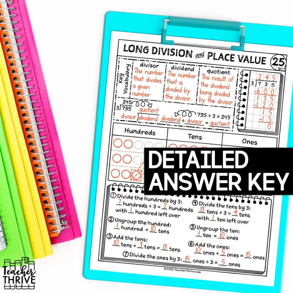 4th Grade Math Long Division and Place Value Doodle Page Sketch Notes — Image 4