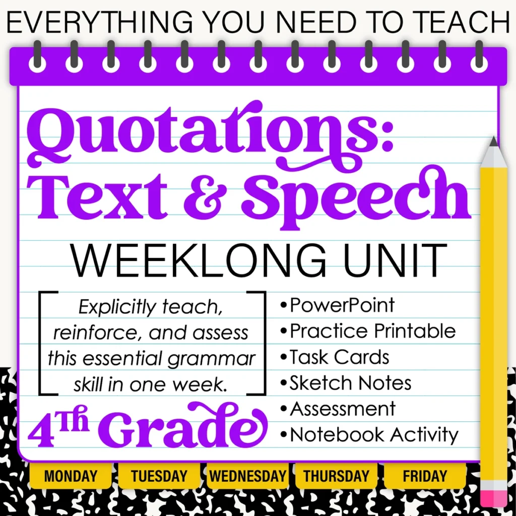 4th Grade Grammar Unit: Quotations from Text and Speech