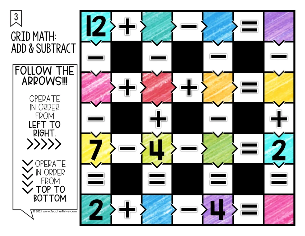 Math Grids (Add and Subtract) Math Centers Math Tiles — Image 4