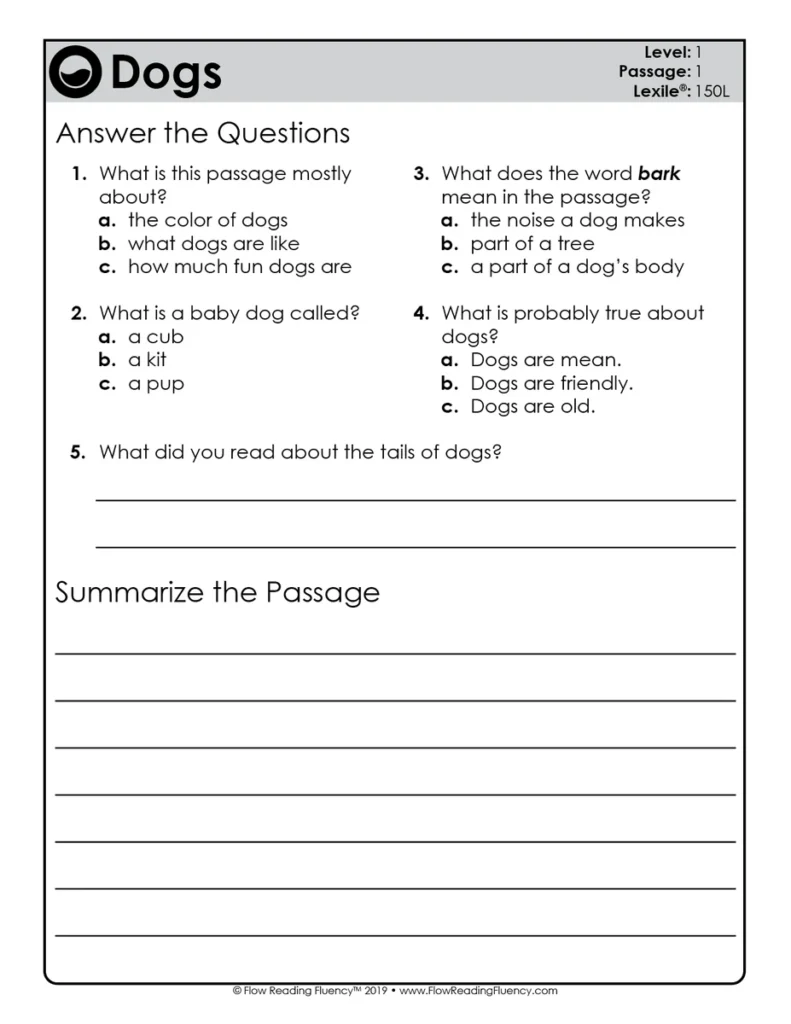 Reading Fluency and Reading Comprehension Level 1 (150L-250L) — Image 3