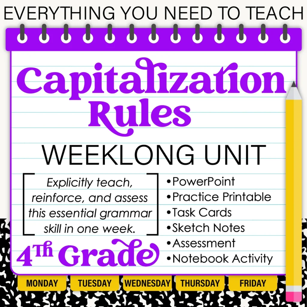 4th Grade Grammar Unit: Capitalization Rules