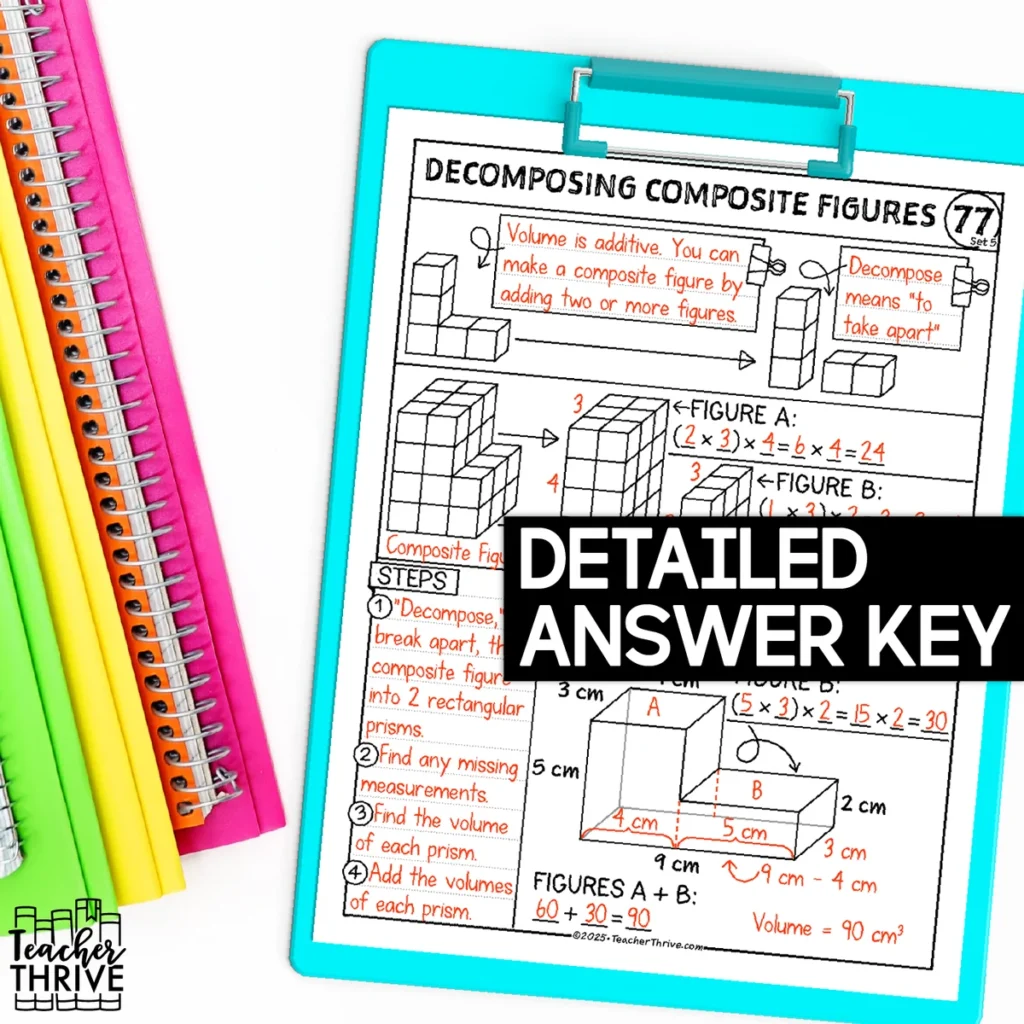 5th Grade Math Volume of Composite Figures (Decomposing) Doodle Sketch Notes — Image 4