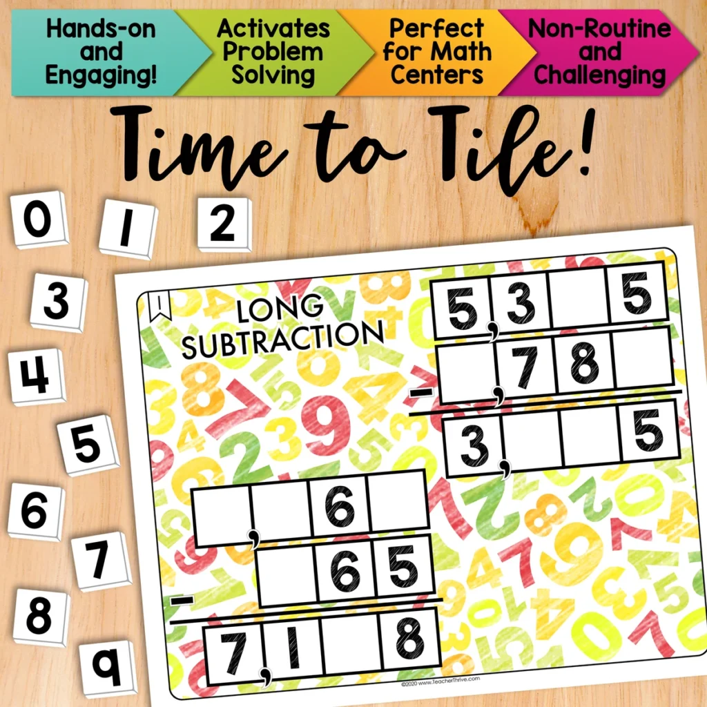 Long Subtraction Math Centers Math Tiles
