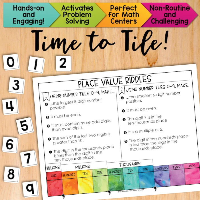 Place Value Riddles Math Centers Math Tiles