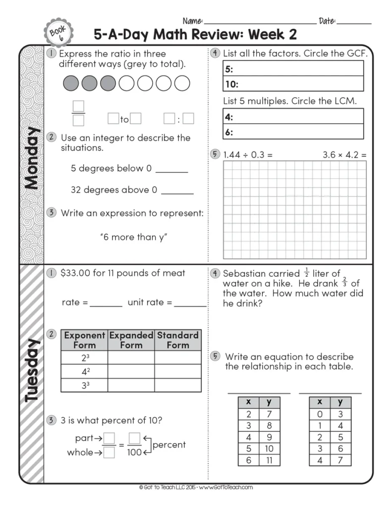6th Grade Daily MATH Spiral Review Morning Work [EDITABLE] Test Prep — Image 4