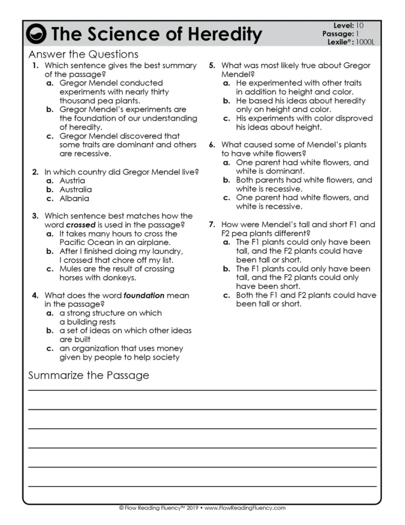 Reading Fluency and Reading Comprehension Level 10 (1,000L-1,100L) — Image 3