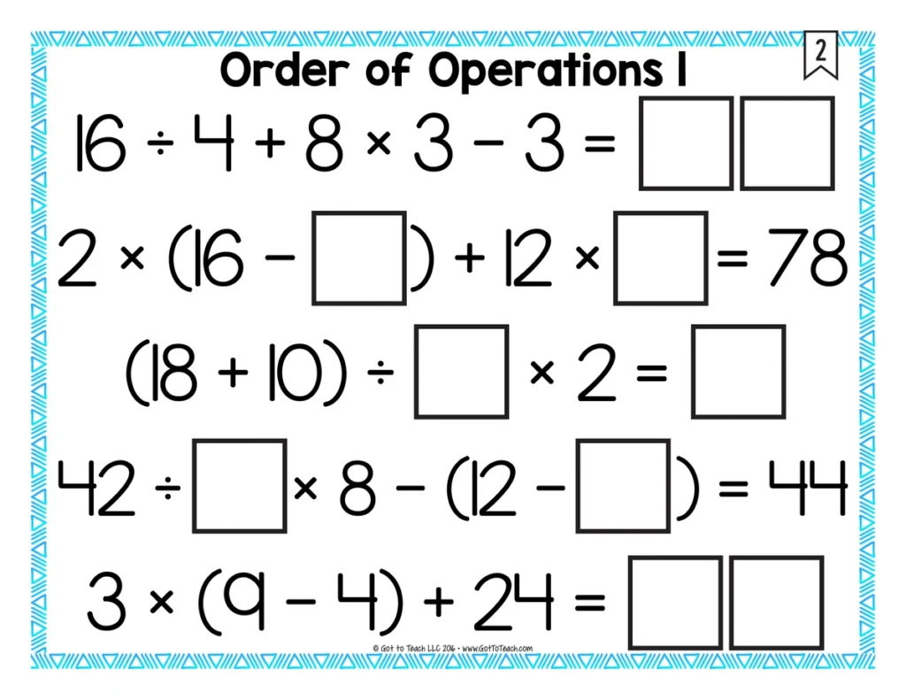 Order of Operations 1 [Without Exponents] Math Centers Math Tiles — Image 3