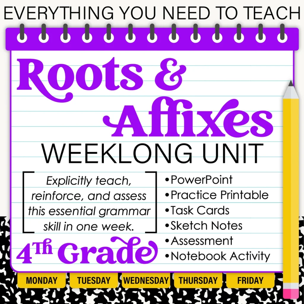 4th Grade Grammar Unit: Prefixes, Greek and Latin Roots, Suffixes