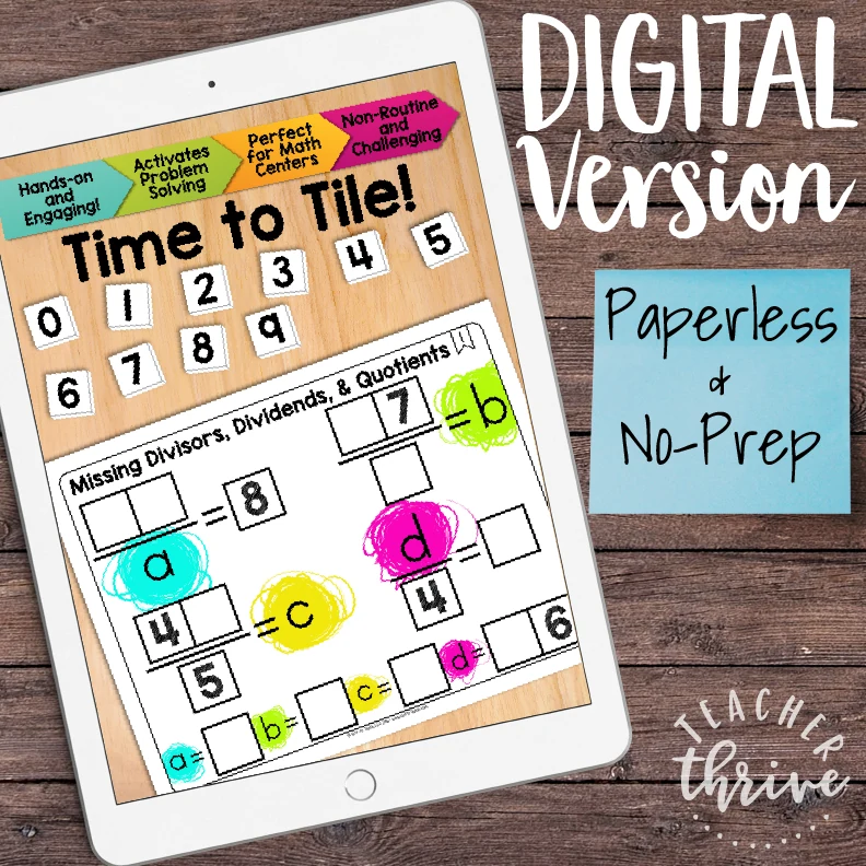 Missing Divisors, Dividends, and Quotients Math Centers Math Tiles — Image 2