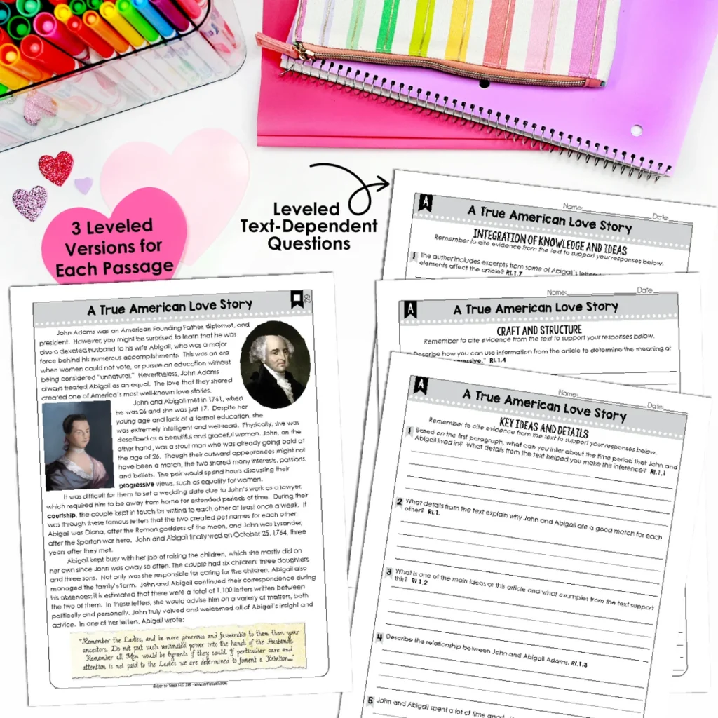 Close Reading Passages for Valentine's Day Reading Comprehension [Grades 4-8] — Image 2