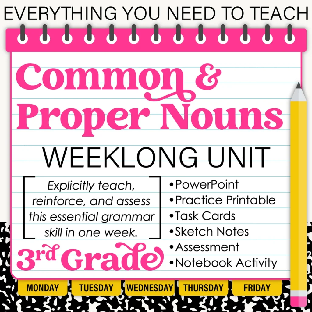 3rd Grade Grammar Unit: Common and Proper Nouns