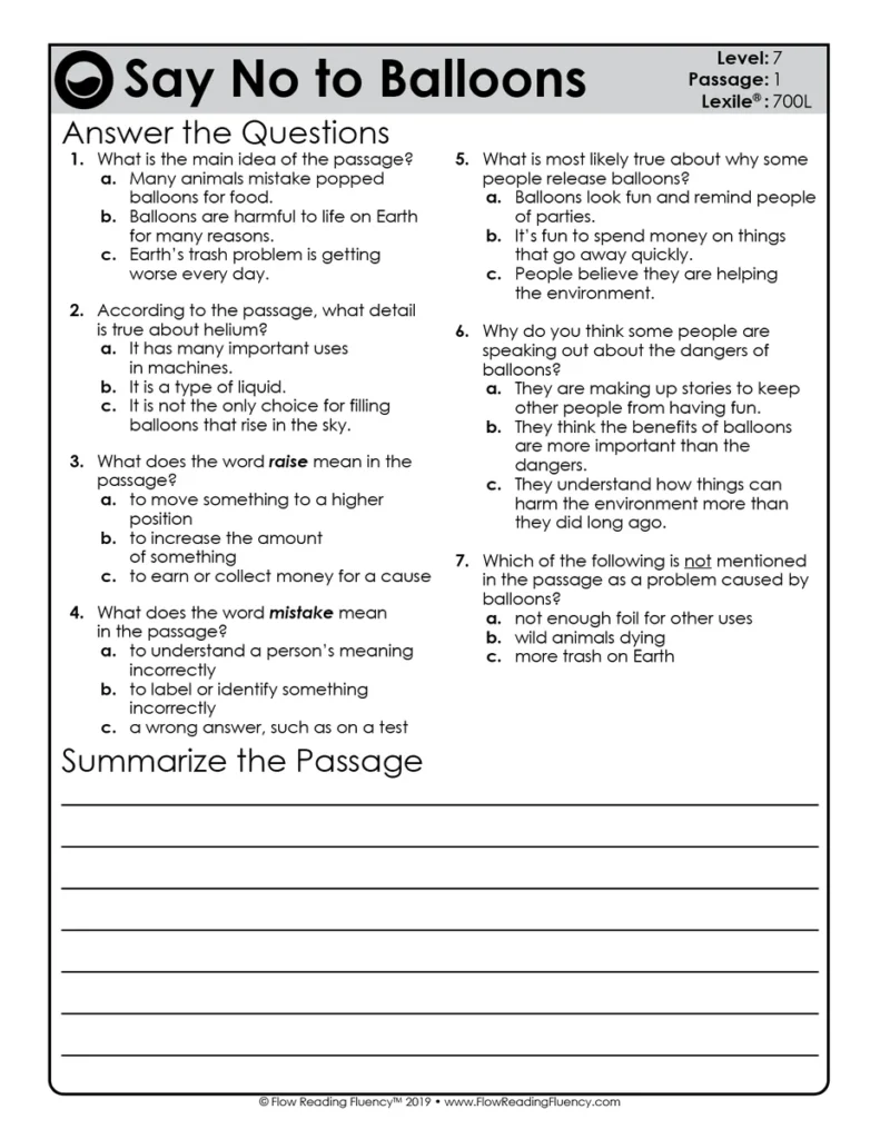 Reading Fluency and Reading Comprehension Level 7 (700L-800L) — Image 3