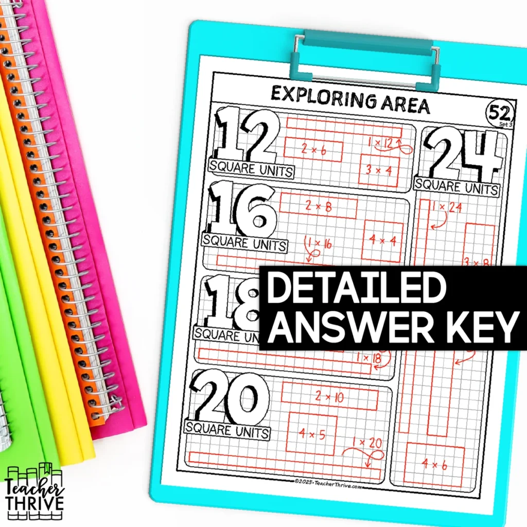 3rd Grade Math Exploring Area of Rectangles Doodle Page Sketch Notes — Image 4