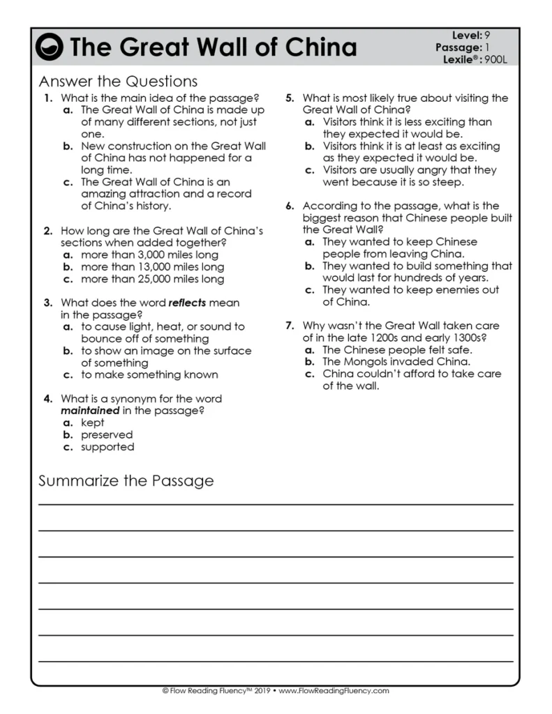 Reading Fluency and Reading Comprehension Level 9 (900L-1,000L) — Image 3