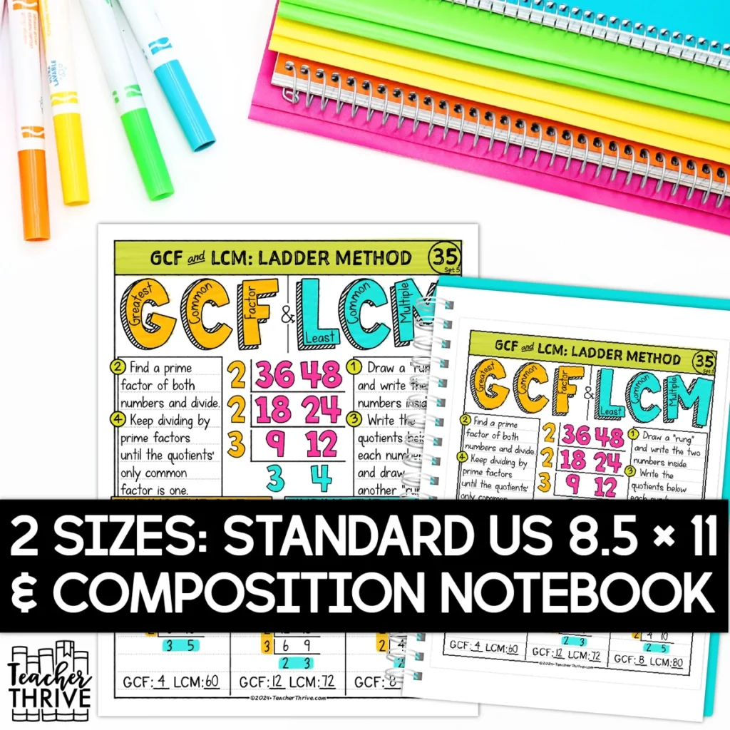 5th Grade Math Least Common Multiple Greatest Common Factor Doodle Page — Image 2